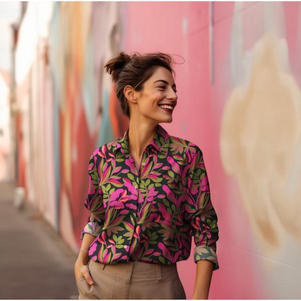 Baumwollsatin Petrol Lush Leaves von Nerida Hansen